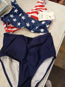 lot 42088 image: American Flag Patriotic Girls Swimsuit Size 8-9  - Retail $15