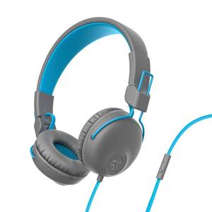 lot 21970 image: JLab Studio On-Ear Headphones, Wired Headphones, GrayBlue, Tangle Free Cord, Ultra-Plush Faux Leather with Cloud Foam Cushions, 40mm Neodymium Drivers with C3 Sound - Retail $20