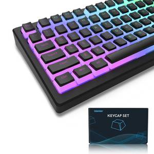 lot 21971 image: Womier Pudding Keycaps, PBT Shine Through Keycaps 165 Keys Set Custom Key caps Set OEM Profile, Universal Compatiability for 100%, 75%, 65%, 60% Keyboard-Black - Retail $14