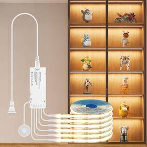 lot 21985 image: AIMENGTE Cabinet Light 12V COB LED Strip Lights, 6-in-1 Penetrable Touch Dimming, Suitable for Wine Cabinets, Shoe Racks, Display Cabinets, Wardrobes, Kitchen Cabinets, and Showcase Lighting - Retail $44