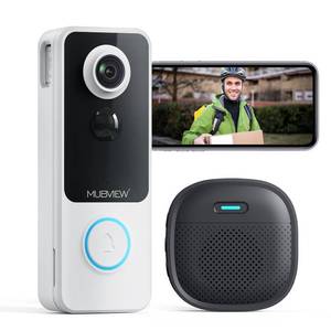 lot 21996 image: MUBVIEW Wireless Video Doorbell with Chime, 1080p, 2-Way Talk, Night Vision, Human Detection, CardCloud Storage - No Subscription - Retail $50