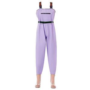lot 22731 image: Aikelai PVC Insulated Chest Waders for WomenGirl,Waterproof Duck Hunting Fishing Waders,Womens Fishing Wader with Boots (purple, 8)  - Retail $40