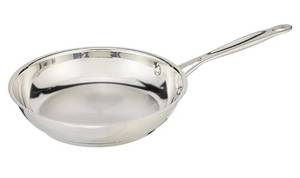 lot 29701 image: Cuisinart 8-Inch Open Skillet, Stainless Steel Skillet, Large Kitchen Pan, Dishwasher Safe, Compatible with Induction, Electric, Gas Cooktops, Oven Safe Saucepan, Cool Grip Handles - Retail $27