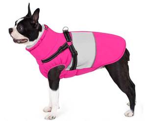 lot 29703 image: AOFITEE Small Dog Coat, Dog Winter Coat with Harness Built in, Warm Dogs Jacket with Zipper & Polar Fleece Collar, Waterproof Pet Snow Jacket Snowsuit for Schnauzer, Chihuahua Yorkshire, S - Retail $34