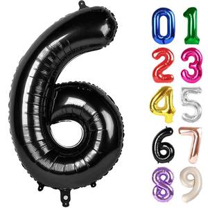 lot 29712 image: 6 Balloon - Black Birthday Number Balloons, 40 Inch Large Foil Balloons for Men Women Boys Girs Black Themed Birthday Decorations - Retail $6