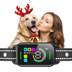 lot 29714 image: Dog Bark Collar for Large Medium Small Dogs - Smart AI 1S Stop Barking, Anti Barking Device & Dog Training Collar with Beep, Vibration & 8-Level Sensitivity, IP67 Waterproof, USB-C Fast Charge - Black - Retail $32