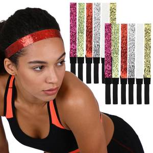 lot 29721 image: Healvian Candy Colored Sports Headband Elastic Glitter Hair Bands for Women Girls Sparkly Comfortable Headbands for Exercise Spa and Daily Use 9.25 Inch - Retail $18
