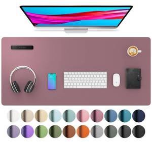 lot 29743 image: Aothia Leather Desk Pad Protector, Mouse Pad, Office Desk Mat, Non-Slip PU Leather Desk Blotter, Laptop Desk Pad, Waterproof Desk Writing Pad for Office and Home (Dark Pink,36 x 17) - Retail $16