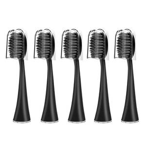 lot 29750 image: Replacement Toothbrush Heads for Burst Electric Toothbrush Adults with Dust Cover Caps, Soft Charcoal Bristles for Deep Cleaning, Plaque Removal and Whiting Teeth, 5 Counts, Black - Retail $9