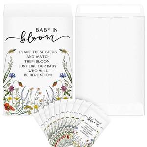 lot 29756 image: Fumete 50 Pcs Baby in Bloom Seed Packet Favors Wildflower Baby Shower Self Adhesive Envelopes for Guests Flower Packet Kraft Mini Organizer Decorations for Party Gift Favors, No Seeds (Wildflower) - Retail $7