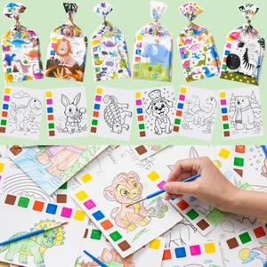lot 29758 image: Rotu Party Favors for Kids 4-8, 15 Pack Goodie Bags Stuffers for Kids Paint with Water Coloring Books for Ages 8-12 Watercolor Painting Set Birthday Gifts Classroom Prizes, 106Pcs - Retail $10