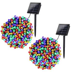 lot 29765 image: Joomer Solar Christmas Lights, 2 Pack Total 144 FT 400 LED 8 Modes Waterproof Solar String Lights Outdoor Auto ONOff for Patio, Tree, Garden, Christmas Decorations (Multicolor) - Retail $26