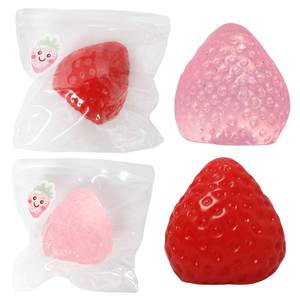 lot 29773 image: 2pcs Squishy Strawberry,Cute Squeeze Toys,Kawaii Squishies PVC Toys,Stress Relieving Fur Ball OPP Packaging Gifts Fidget Toys for Anxiety&Relaxation for Kids Adults (2pcs) - Retail $8