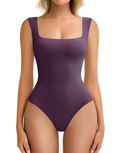lot 29780 image: Avidlove Bodysuits for Women Square Neck Body Suit Double Lined Tank Top Bodysuit Soft (Purple,M) - Retail $24