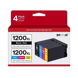 lot 31520 image: DYHYIN 1200XL Compatible Ink Cartridges Replacement for Canon Maxify PGI-1200 Printer, Black, Cyan, Magenta, Yellow, 4-Pack - Retail $22