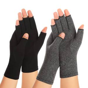 lot 31525 image: Zexhoor 2 Pairs Arthritis Compression Gloves for Women Men, Carpal Tunnel Pain Relief, Fingerless for Typing Both Hands - Retail $10