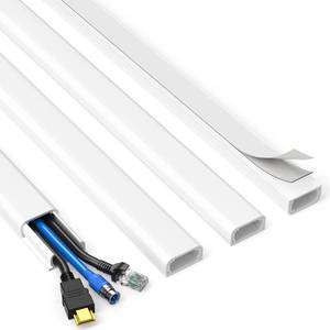 lot 31528 image: Delamu TV Cord Hider, Cord Covers for 2-3 Wires on Wall, Paintable Cable Hider Wire Covers for Cords, Easier Setup Wire Hiders for TV on Wall, Cable Cover Management to Hide Wires, W0.94H0.47in, White - Retail $9