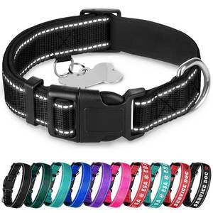 lot 31531 image: TECEUM Reflective Dog Collar Black XS Extra Soft Padding Basic Nylon Pet Collar Quick Release Buckle Fits Small, Medium and Large Dogs, Puppies, Cats ESA & Service Dog Options - Retail $8