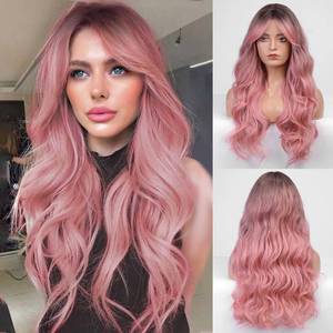 lot 31543 image: HAIRCUBE Ombre Pink Wavy Wig, 26 Inch, Heat Resistant, 60% Density, Small Cap, Daily Party Use - Retail $25