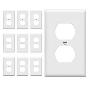 lot 31547 image: ENERLITES Duplex Wall Plates Kit, Electrical Outlet Covers, Standard Size 1-Gang 4.50 x 2.76, Unbreakable Polycarbonate Thermoplastic, Electric Receptacle Plug Covers, 8821-W-10PCS, White,  - Retail $8