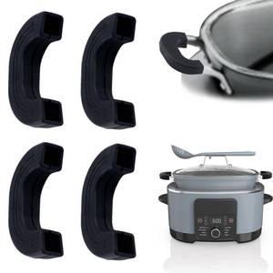 lot 31552 image: MOROBOR 2 Pairs of Silicone Pot Handle Cover, Black Non Slip Heat Resistant Handle Covers Slow Cooker Reusable Silicone Handle Cover - Retail $9