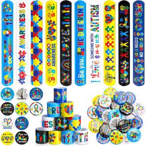 lot 31564 image: Frienda  Black History Month Party Favors Kente African American Slap Bracelets and Badge Pins Gifts Set for Black History Month 1865 Freedom Day Party Goodie Bags Stuffers Supplies Large set