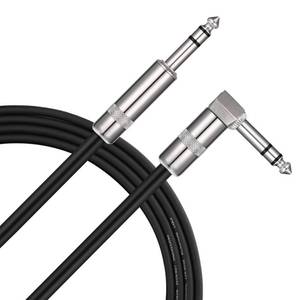 lot 31573 image: Donner 20 ft TRS Cable, Balanced Stereo Audio Patch Cable - Sturdy No Hum 14 Male Right Angle to 14 TRS Male Straight Cord, Black - Retail $15