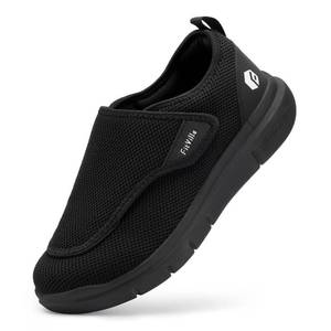 lot 44285 image: FitVille Diabetic Shoes for Men Extra Wide Slip-on Shoes for Swollen Feet Adjustable Walking Shoes for Elderly Foot Pain Relief Neuropathy - EasyTop Wings Black - Retail $70