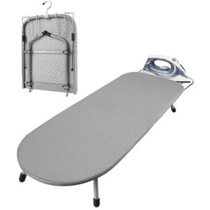 lot 44288 image: Omuachip Small Ironing Board with Iron Rest, Tabletop Ironing Board, Metal Mesh Panel with Cotton Cover, Foldable Mini Iron Board for Small Space, 32 x 12IN (Gray)
