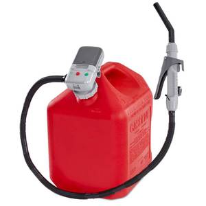lot 44295 image: Deway Automatic Fuel Transfer Pump with Nozzle for Flow Control & Stop, Fits Most Gas Cans, Extra Long Hose, for Gasoline, Diesel Fuel & More - Retail $85