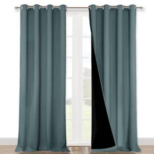 lot 44301 image: NICETOWN 100% Blackout Blinds, Set of 2, 46 x 96, Greyish Blue, Laundry Room Decor Window Treatment Curtains for Large Patio Sliding Door, Thermal Insulated Curtains for Bedroom - Retail $49