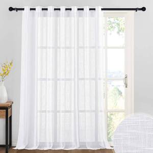 lot 44304 image: RYB HOME White Sheer Curtains for Living Room, Extra Wide Linen Textured Semi Transparent Privacy Room Divider Drape for Patio Sliding Glass Door, W 100 x L 95 inch, 1 Panel - Retail $24