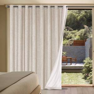 lot 44310 image: H.VERSAILTEX Linen Blackout Curtain Durable Thick Textured Linen Look 100% Blackout Patio Door Curtain Anti Rust Grommet Extra Wide Sliding Door Curtain Panel, W100 x L84 inch - Natural - Retail $32