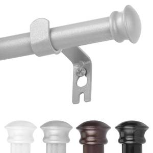 lot 44315 image: CorkLatta Silver Curtain Rods for Windows 30 to 60 Inches with Brackets, Decorative 58 Inch Diameter Single Window Curtain Rod Set for Room Divider, Bedroom, Living room, Kitchen, Bathroom - Retail $13