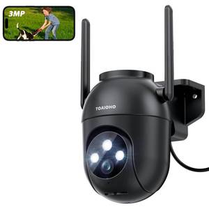 lot 44328 image: 3MP Security Camera Outdoor Wired Camera for Home Security Outdoor 2.4G5G WiFi Homekit Dome Surveillance Video Cam Outside 360° PTZ Auto Tracking Color Night Vision 247 Recording Motion Detection - Retail $20