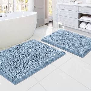 lot 44334 image: H.VERSAILTEX Bath Mats - Non Slip Luxury Chenille Bathroom Rugs, Extra Soft Absorbent Shaggy, Washable Fast Dry 2 Piece (Cool Blue, 20 x 3217 x 24) - Retail $35