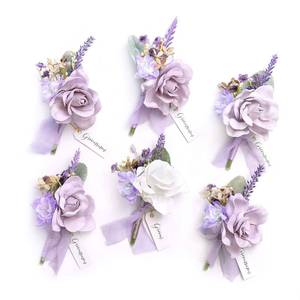 lot 44340 image: Lings moment Boutonniere for Men, 6pcs Groom Groomsmen Boutonniere with Built-in Pins, Artificial Flowers for Wedding DecorPromHomecoming, etc.Purple Lilac Lavender - Retail $29