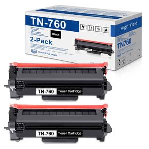 lot 44346 image: TN760 High-Yield Black Toner Cartridge Twin Pack, TN760 2PK, Replacement for Brother TN-760 TN-730 Toner for HL-L2350DW L2395DW L2390DW L2370DW MFC-L2750DW MFC-L2710DW DCP-L2550DW Printer - Retail $51
