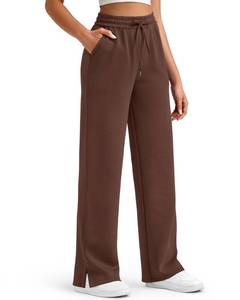 lot 44348 image: G4Free Womens Wide Leg Pants Casual Pants High Waisted Drapery Soft Loose Fit Lounge Sweatpants Drawstring Trousers(Coffee Brown,XL,Petite) - Retail $41