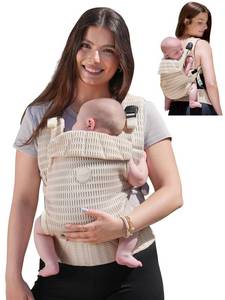 lot 44349 image: GROWNSY Baby Carrier Newborn to Toddler (7-44lbs), Ergonomic & Cozy Wraps Carrier with One-Click Buckle, Head Support for Hands-Free Comfort, Design for Infant to Toddler, Almond Beige - Retail $50