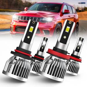 lot 44355 image: SPBRTBUB Led Headlight Bulbs, compatible with (2011-2016) Jeep Grand Cherokee led headlights, 9005hb3 High Beam & h11h8h9 Low Beam LED Headlight Bulbs, Pack of 4 - Retail $50