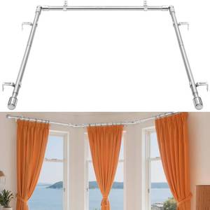 lot 44359 image: Anndason Heavy Duty 1 Inch Corner Curtain Rods Set (Silver) 30-76 Inch for Corner Windows