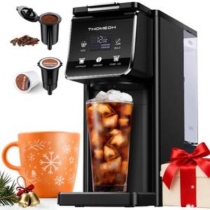 lot 62644 image: Coffee Maker Hot & Iced With Bold Setting,Single Serve Coffee Maker For K Cup And Grounds,52 Oz Removable Water Tank,6-14 Oz Brew Sizes,One Cup Kcup Coffee Machine With Reusable Filter,(Black) - Retail $55