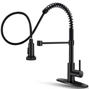 lot 62645 image: OWOFAN Black Kitchen Faucet with Pull Down Sprayer Stainless Steel Single Handle Pull Out Spring Sink Faucets 1 Hole Or 3 Hole Dual Function for Farmhouse Camper Laundry Utility Rv Wet Bar - Retail $37