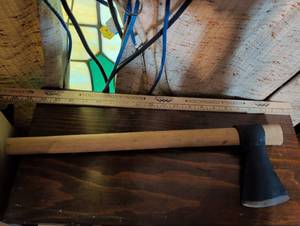 lot 111 image: Hand Forged Woodworking Axe with Wooden Handle