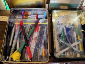 lot 121 image: Mixed Office Supply Collection in Metal Containers