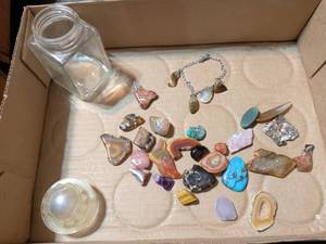 lot 178 image: Mixed Gemstone and Crystal Collection with Charm Bracelet