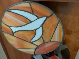 lot 248 image: Stained Glass Bird Pendant Lamp Shade
