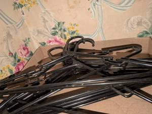 lot 249 image: Black Plastic Clothing Hangers Bulk Lot