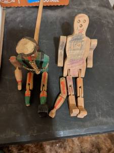lot 264 image: Handmade Wooden Marionette Puppets Set of 2